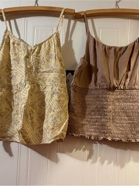 abercrombie kids Yellow Paisley Tank & Brown Smocked Cami Duo